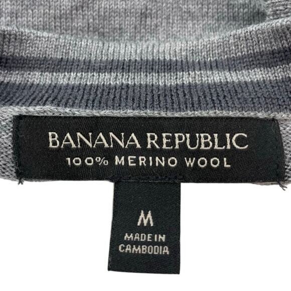BANANA REPUBLIC Men's Merino Wool Sweater Size Medium Gray - Picture 4 of 7